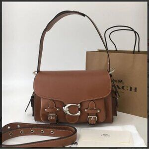 New COACH CT721 Cargo Tabby Workwear Soft Handbag Leather Brown 